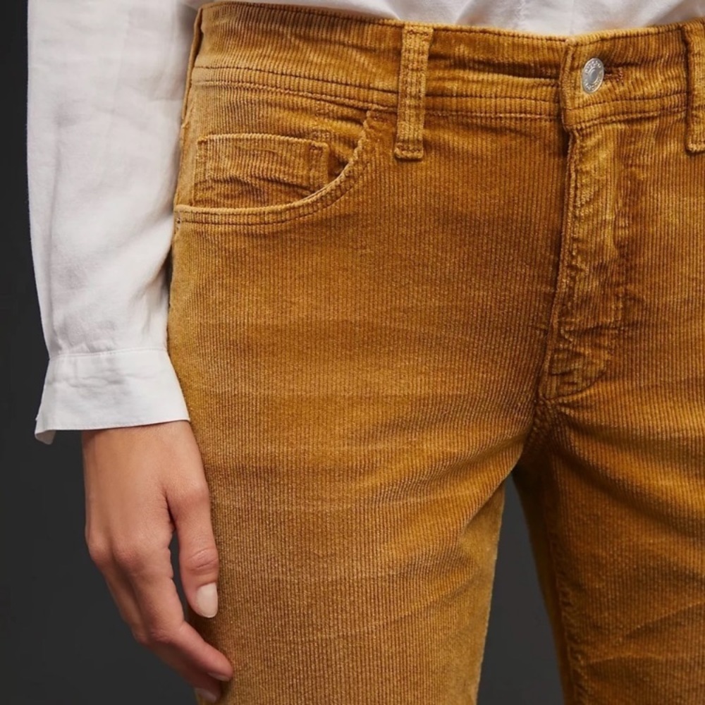 ✨$358✨Paige Hoxton Ankle Skinny Corduroy Pants Gold Anthropologie Exclusive 25